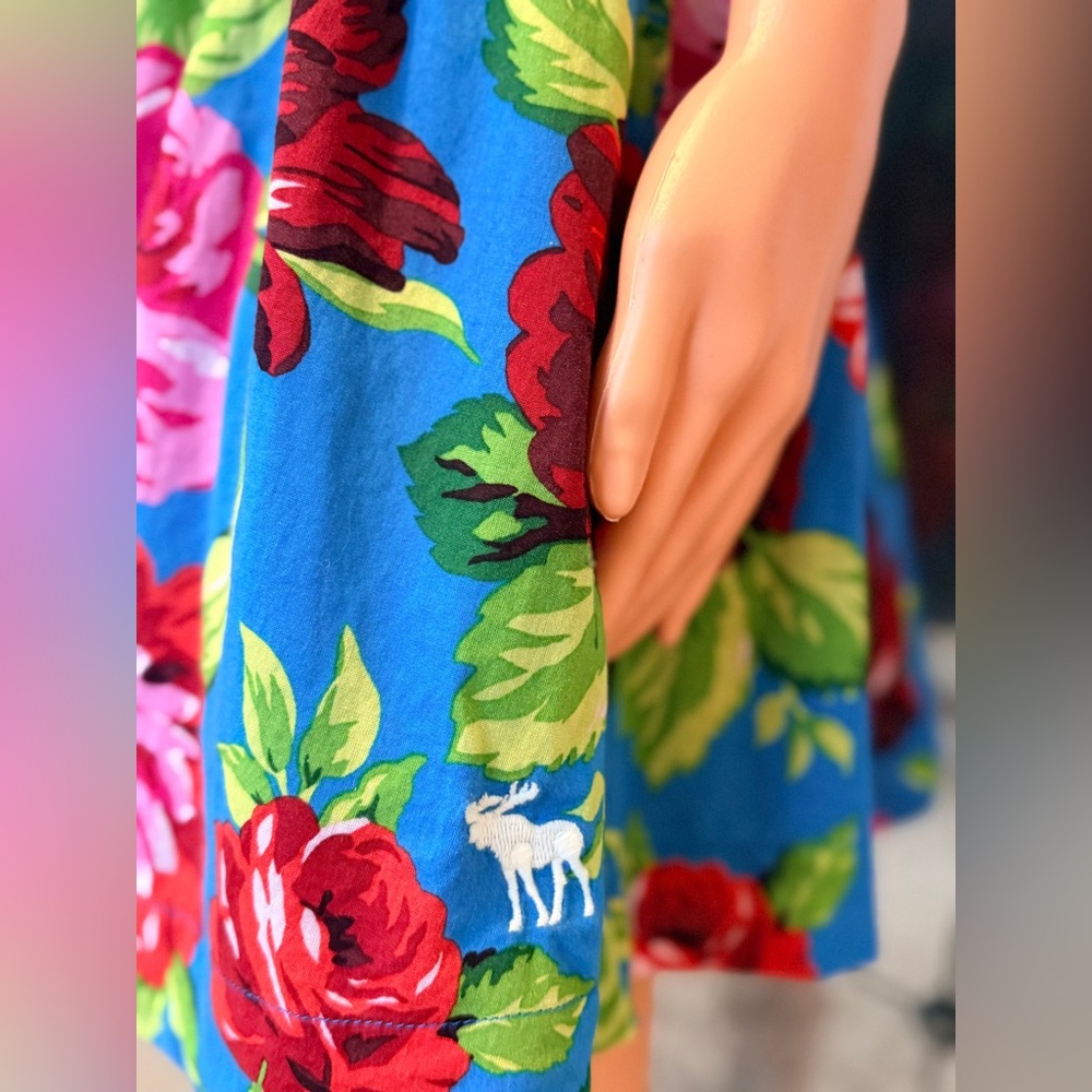Abercrombie & Fitch Vibrant Blue Strapless Dress with Pink Floral - Picture 5 of 13